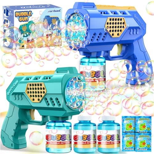 Zerhunt Automatic Bubble Gun Bubble Toys: 2-Pack Bubble Blaster Guns with Rich Bubbles for Outdoor Wedding Party Fun - Great Summer Toy for Toddlers Kids 4-8 - Ideal Gift for Birthday & Easter - Image 1