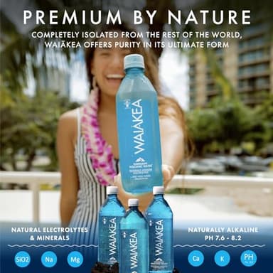 Waiākea - Hawaiian Volcanic Water - Naturally Alkaline Water - pH Range 7.6 to 8.2 - All Natural Minerals & Electrolytes - 100% Recycled Water Bottles - Bottled Water 24 Pack - 10.14 Fl Oz, 330 mL - Image 2