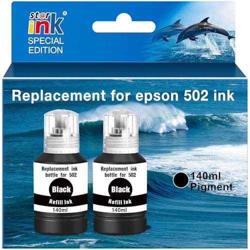 Replacement for 502 Black Ink Refill Bottles High Capacity Replacement for 502 Ink Refill Bottles Black for EcoTank ET-2850 ET-2760 Ink ET-3760 ET-4760 ET-3850 ET-4850 Replacement for 502 Printer Ink - Image 1