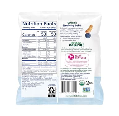 Little Bellies Organic Puffs Variety Pack, Blueberry & Apple and Cinnamon (Pack of 18) - Image 3