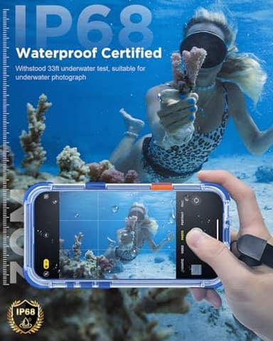 Haireca for iPhone 16 Pro Max Waterproof Case with Magsafe, Built in Camera Control [Screen Protector] [Lanyard], IP68 Military Full Body Shockproof, for Water Sports Outdoor Work, 6.9" Frosted Blue - Image 3