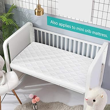 Pack and Play Mattress Pad Sheets Waterproof 2 Pack, Quilted Pack and Play Mattress Protector Cover Fitted Fits for Graco Pack n Play Playard Mattress/Playpen Mattress, White, 39" x 27" - Image 3