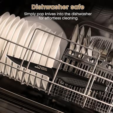 Amorston Steak Knives, Steak Knives Set of 8, Stainless Steel Steak Knife Set, Serrated Knives Dishwasher Safe, Elegant Black - Image 4