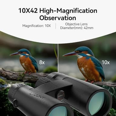 SVBONY Upgraded SV202 10x42 ED Binocular, Binoculars with Extra-Low Dispersion Objective Lenses for Birdwatching, BAK4 & FMC Optic System, 8°+Wide View Angle, IPX7 Waterproof for All-Weather Use - Image 2