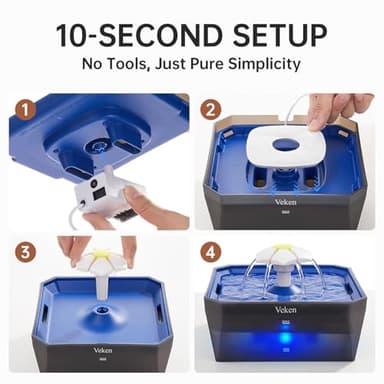 Veken Award-Winning Small Pet-Friendly Cat Water Fountain with Quiet Pump, Easy to Clean & Assemble, 50oz Mini Pet Water Dispenser Gifts for Christmas, Cats, Dogs and Small Animals, Blue - Image 6