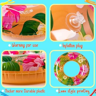 90shine 7PCS Luau Pool Floats: Hawaiian Swimming Rings with 13.5" Beach Balls - Inflatable Tubes Floaties Toys for Kids Adults - Image 7