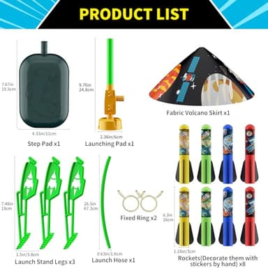 Otoseth Toys Rocket Launcher for Kids - Launch up to 100 Ft, 8 Multi-Color Foam Rockets & Adjustable Launch Stand, Kids Outdoor Toys, Birthday Toys for Kids Boys Girls Age 3+ Years Old - Image 8