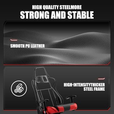 GTRACING Gaming Chair Racing Office Computer Ergonomic Video Game Chair Backrest and Seat Height Adjustable Swivel Recliner with Headrest and Lumbar Pillow Esports Chair (Red) - Image 7
