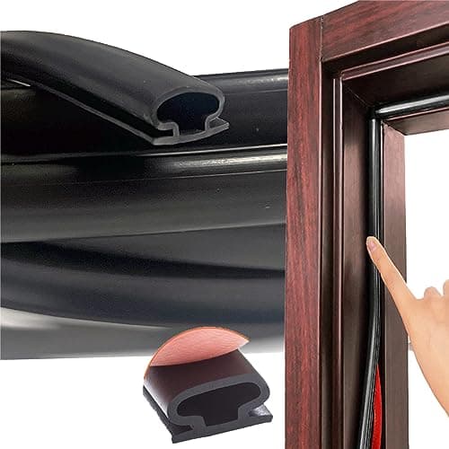 GOKINDOR 39.4 Feet Weather Stripping Door Seal Strip Window and Soundproofing Self-Adhesive Backing D-Shape Weather Stripping for Door Frame Window Large Gap (Black) - Image 1