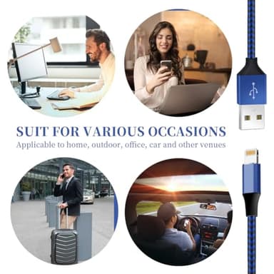 iPhone Charger [Apple MFi Certified] Lightning Cable 6PACK-3/3/6/6/6/10 FT Nylon Braided iPhone Charger Cord High Speed Cord for iPhone 14/13/12/11 Pro Max/XS MAX/XR/XS/X/8/7/Plus/6S/6/iPad - Image 7