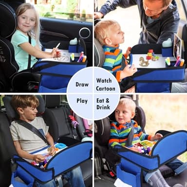 WENRENER Kids Travel Tray, Travel Tray For Kids Car Seat, Toddler Road Trip Essentials With Drawing Kit, Carseat Tray For Kids Travel, Travel Activities Road Trip Must Haves For Kids (Navy Blue) - Image 7