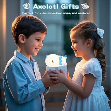 Axolotl Night Light,Cute Axolotl Lamp,Food Grade Silicone Nursery Nightlight,Rechargeable/Dimmable LED Squishy Novelty Animal Bedside Touch Lamp,Baby Room Decor, Axolotl Gifts for Kids/Boys - Image 6