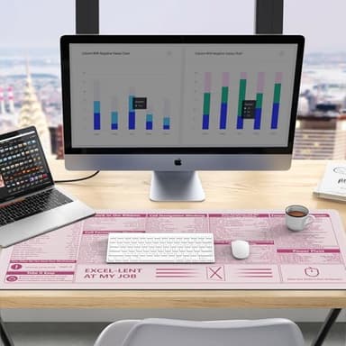 iCasso Excel Cheat Sheet Desk Pad,Excel Mouse Pad Shortcuts,Excel Shortcuts Cheat Sheet Keyboard Mat, Extended Large XXL Non-Slip Mousepad with Stitched Edges for Computer(Pink Excel Shortcuts) - Image 9