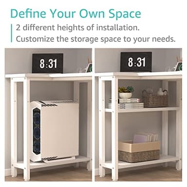 Lufeiya White L Shaped Computer Desk with Power Outlet Shelves, 40 Inch Small Reversible Corner Desk for Small Space Home Office, L-Shaped Desk PC Desks, White - Image 6