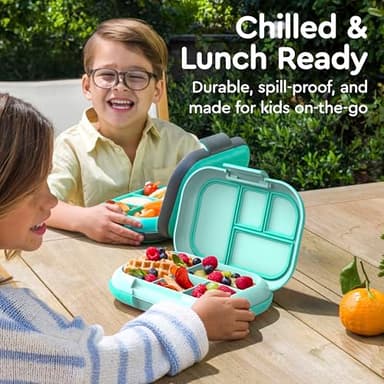 Bentgo Chill Kids Leak-Proof Lunch Box - 4-Compartment Bento Box with Built-In Ice Pack, 3.3 Cup Capacity, PFAS & BPA-Free, Microwave & Dishwasher Safe, Ideal Size for Ages 3 to 7 (Aqua) - Image 4