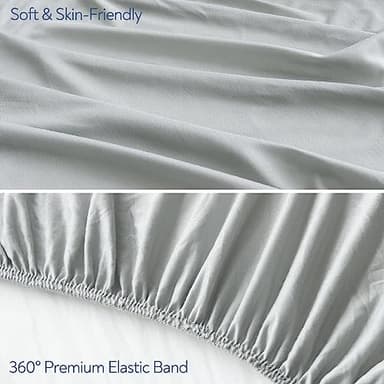 Stretchy Crib Sheets for Boys Girls, 2 Pack - Fitted for Standard Crib and Toddler Bed Mattress 52" x 28", Soft and Breathable Fitted Crib Sheets Neutral, Grey - Image 2
