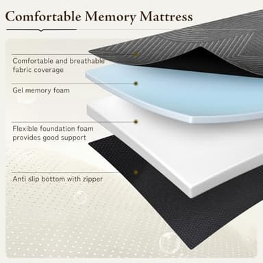 GEMBED Tri Folding Mattress Twin Size - Memory Foam Tri-fold Mattress, Handle & Non-Slip Bottom, Portable Foldable Sofa Bed Floor Chair for Travel RV Camping Guest Yoga - 6 Inch, 75"x38"x6" - Image 2