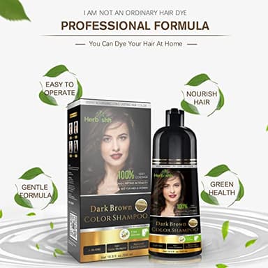 Herbishh Hair Color Shampoo - Magic Dye for Gray Hair, Lasting Color in Minutes - 500 Ml, 3-In-1, Ammonia-Free (Dark Brown) - Image 6