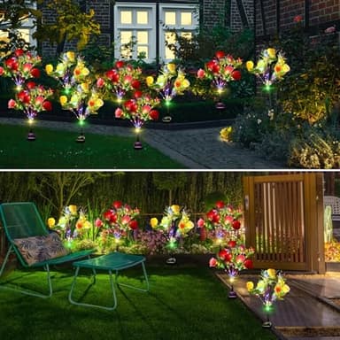 Solar Flower Lights Outdoor Garden Decor,Roses Multi-Color Changing LED Waterproof,Birthday Gifts for Women Mom Grandma,for Yard Lawn Backyard Landscape Pathway Patio Outside Gardening Gifts-2 Pack - Image 7