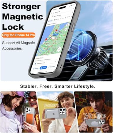 BossKiss Compatible with iPhone 15 Pro Case, [Compatible with Magsafe] [Screen+Camera Protector] Magnetic Translucent Matte Women Men Girl Protective Cover for iPhone 15 Pro 6.1", Titanium Gray - Image 2