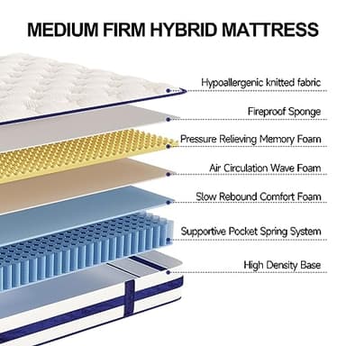 Twin XL Mattress 12 Inch-Hybrid Mattress in a Box-Individual Pocket Springs with Breathable Memory Foam College Dorm Room Essentials-Extra Long Twin Size Bed-Medium Firm Feel for Youth and Kids - Image 3