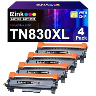 E-Z Ink Compatible Toner Cartridge Replacement for Brother TN830XL TN 830 TN830 Toner Cartridges for HL-L2460DW DCP-L2640DW HL-L2480DW HL-L2400D HL-L2405W MFC-L2820DW Printer (4 Black) - Image 1