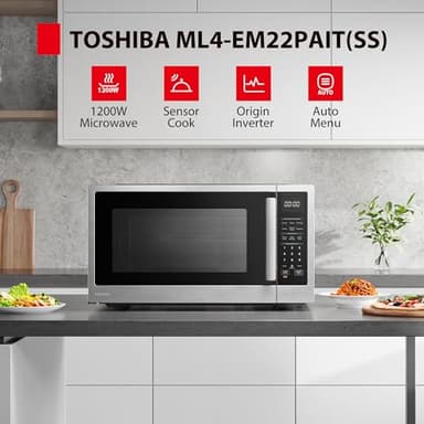 TOSHIBA ML4-EM22PAIT(SS) Countertop Microwave Oven with Sensor Cook, 6 Auto Menus, Origin Inverter, Child Lock, 2.2 Cu Ft for Large Family, 16.5 Inch Removable Turntable, 1200W, Stainless Steel - Image 2