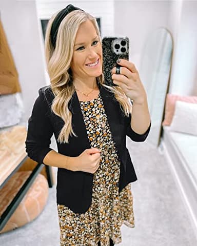 LookbookStore Women's Blazer, Polyester, Black, X-Large, 3/4 Sleeve, Business Casual - Image 5