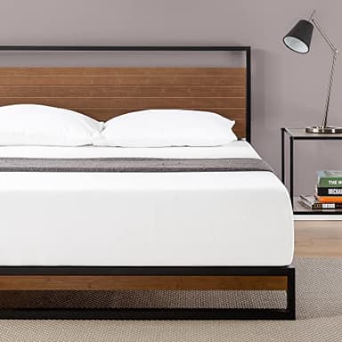 ZINUS Suzanne Bamboo and Metal Platform Bed Frame, 7-Inch Low Profile, Solid Steel Construction, No Box Spring Needed, Wood Slat Support, Easy Assembly, Chestnut Brown, Queen - Image 2