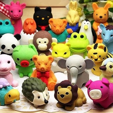 URSKYTOUS 60Pcs Animal Erasers Desk Pets for Kids Animal Pencil Erasers Bulk Puzzle Eraser Toys Gifts for Classroom Prizes,Game Reward,Treasure Box,Easter Egg Fillers,Goodie Bag Stuffers,Party Favors - Image 1