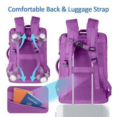 50L Carry On Backpack, Extra Large Laptop Backpack, Travel Backpack for Women, Expandable Water Resistant Big Bag Anti-Theft Business Daypack Fit 17 Inch Laptop with USB Port,Purple - Image 3
