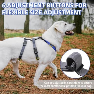 PUPTECK Escape Proof Dog Harness - No Pull Soft Padded Full Body Pet Halter Harness with Lift Handle for Small Medium Large Doggies Walking Hiking Hunting, Navy Blue & Grey, XL - Image 4