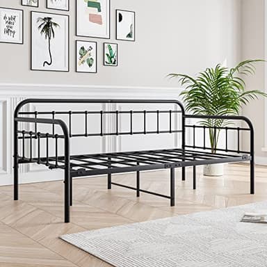 JURMERRY Metal Daybed Frame Twin Size with Steel Slats Platform Furniture,Black… - Image 7