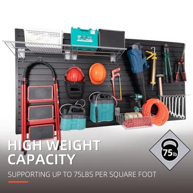 Slat Wall Paneling Garage Wall Organizer, Black Slatwall Panels 4'x8' Garage Tool Organizer Wall Mount Garage Slat Wall Storage Systems, Slat Board PVC Wall Panels Garage Storage Organization Product - Image 2