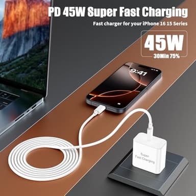 Fikeloy iPhone 17 16 Pro Max Charger Fast Charging, 45W Super Fast USB C Chargers for iPhone 16 (6FT+6FT+10FT) Type C Chargers Cord with Fast Charger Block for iPhone 17/16/15 Series/iPad/ GalaxyS24 - Image 2