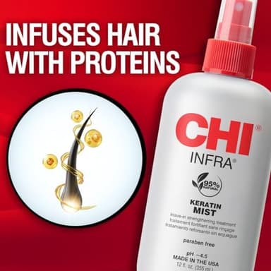 CHI Keratin Mist, Strengthening Hair Spray For Restoring Softness & Protecting Against Heat Damage, Paraben-free, 12 Oz - Image 4