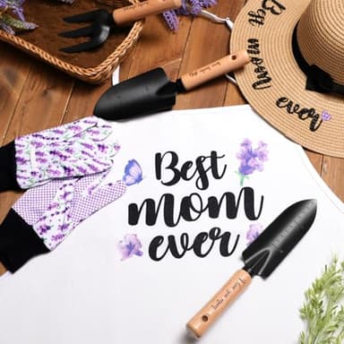 Percozzi Gifts for Mother‘s day Gardening Tools Kit Planting Tools Lavender Straw Hat Floral Apron Glove Women Birthday Spring Mother's Day Basket for Her Mother Outdoor Yard Lawn Horticulture Starter - Image 4