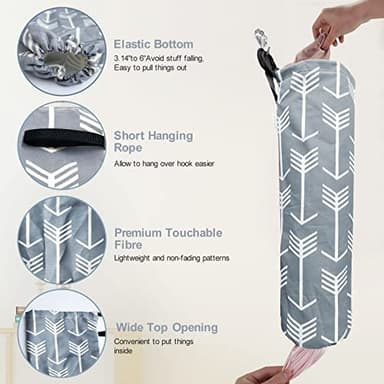 TOGETRUE Plastic Bag Holder, Wall Mount Large Grocery Bag Holder for Plastic Bags Storage, Lightweight Shopping Bags Carrier Dispensers with Hanging Loop for Farmhouse Home Kitchen Decor(Pastel Grey) - Image 4