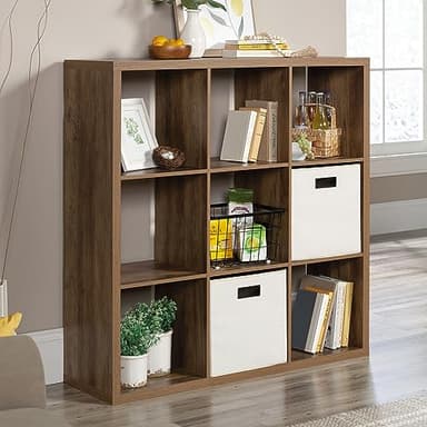 Sauder Miscellaneous Storage 9-Cube Organizer Storage Bookcase/Pantry cabinets, Rural Pine Finish - Image 4