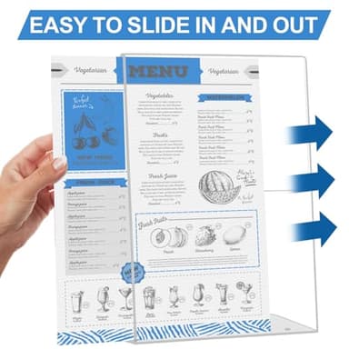 EHWINE 12 Pack Acrylic Sign Holder 8.5 x 11, L Shape Clear Plastic Display Stand, Slanted Back Picture Frame Menu Flyer Paper Display Stand up Table Top Sign Holders for Restaurant, Office and School - Image 6