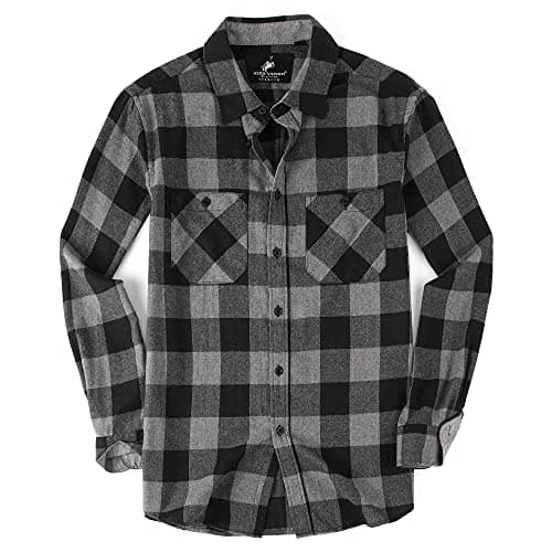 Alex Vando Mens Button Down Shirts Regular Fit Long Sleeve Casual Plaid Flannel Shirt.Grey/Black,M - Image 1