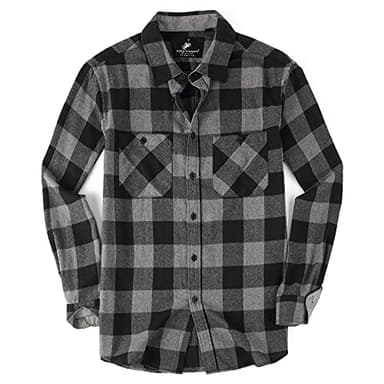 Alex Vando Mens Button Down Shirts Regular Fit Long Sleeve Casual Plaid Flannel Shirt.Grey/Black,M - Image 1