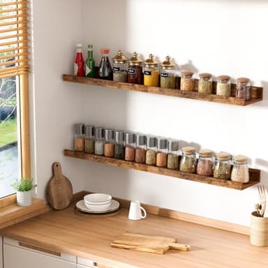 upsimples Floating Shelves for Wall, Wall Shelves for Decor Storage Set of 6, Wall Mounted Wood Shelf for Bedroom, Living Room, Bathroom, Kitchen, Picture Ledge Shelf, Brown - Image 7