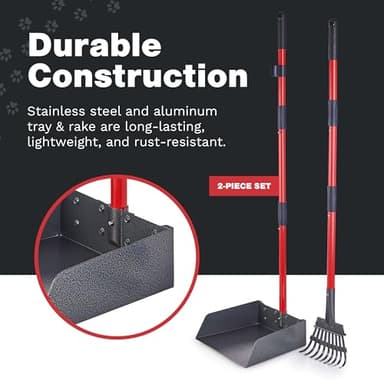 Pawler Pooper Scooper for Large Dogs, Small Dogs and Horses, Metal Poop Scooper Set with Long Handle Rake and Tray for Yard, Grass, Dirt or Gravel, Heavy Duty Aluminum Poop Picker Upper - Image 6