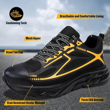 Steel Toe Shoes for Men Women Composite Toe Work Sneakers Comfortable Indestructible Safety Shoes Lightweight Breathable Construction Sneakers Puncture Proof Air Cushion - Image 5