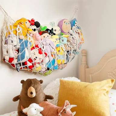 Amdermi Stuffed Animal Hammock Corner Wall Stuffed Animal Net or Hammock for Stuff Animal Storage Plush Toy Holder Boho Macrame Toy Display for Nursery Playroom Kid's Room - Image 3