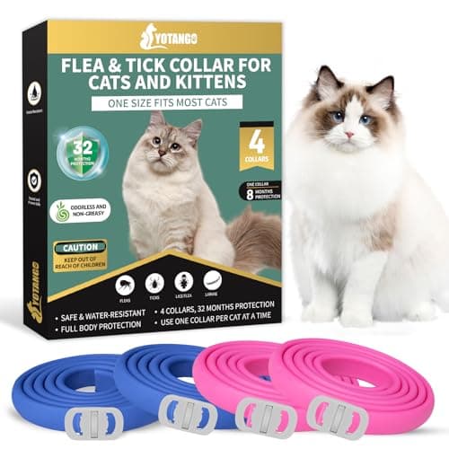 4 Pack Flea Collar for Cats, 32 Months Flea and Tick Prevention for Cats, Waterproof Cat Flea Collar, Natural Cat Flea and Tick Treatment, Adjustable Flea and Tick Collar for Cats Kittens(Blue&Pink) - Image 1