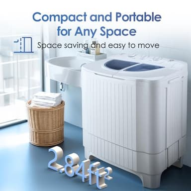 Anypro Portable Clothes Washing Machine, Twin Tub 28 Lbs Capacity Compact Mini Small Laundry Washer and Dryer Combo 2 In 1 Washer (18 Lbs) & Spinner (10 Lbs) for Apartments, Dorms, RV, Camping - Image 7