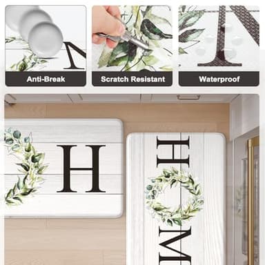 KIMODE Kitchen Mats Cushioned Anti Fatigue, Farmhouse Rugs for Kitchen Rug Runner Stain Resistant, Ergonomic Standing Kitchen Floor Mat, Non Slip Waterproof Kitchen Sink Rug, 20" x 71", White - Image 6