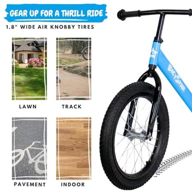 bicystar 16 Inch Balance Bike, Toddler Bicycle Ages 5-8, Air Tires, No Pedals Push Bike, Toddler Outdoor Toy Bike for Kids, Boys Girls, Blue - Image 4